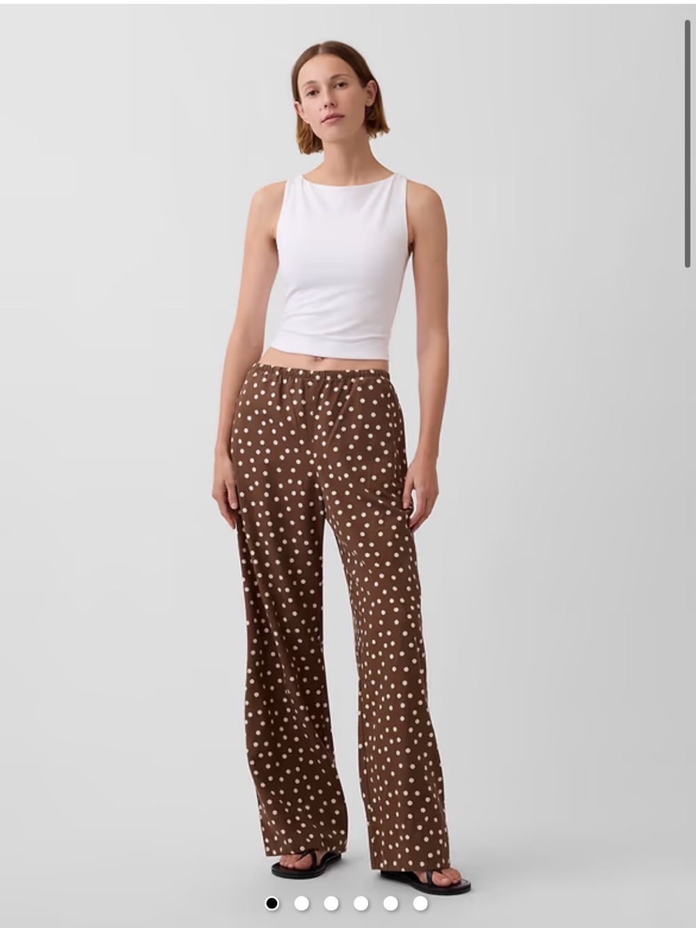 GAP Brown Wide-Leg Polka Dot Pants